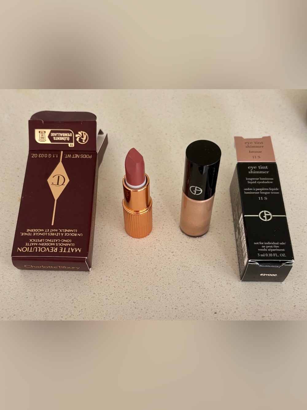 Charlotte Tilbury Lipstick & Armani Beauty Eye Tint Mini Bundle